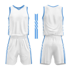 Custom White Light Blue Basketball Jersey Uniform Suit Printed Your Logo Name Number