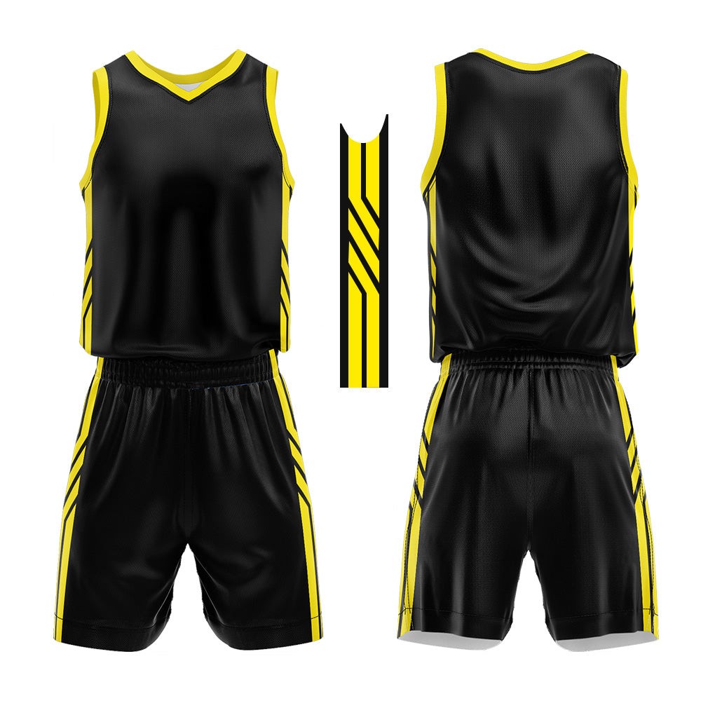 Custom Black Yellow Basketball Jersey Uniform Suit Printed Your Logo Name Number