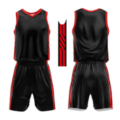 Custom Black Red Basketball Jersey Uniform Suit Printed Your Logo Name Number