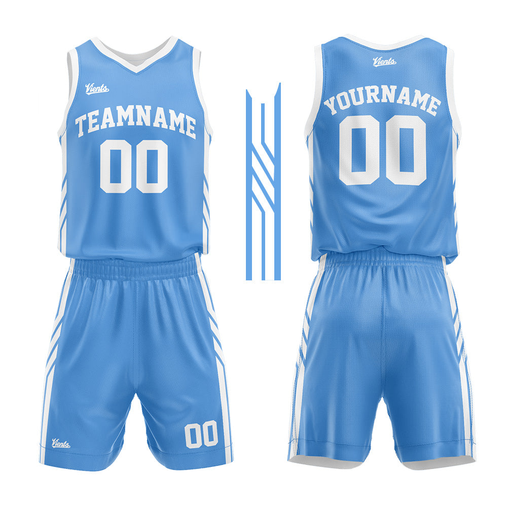 Custom Light Blue White Basketball Jersey Uniform Suit Printed Your Logo Name Number