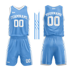 Custom Light Blue White Basketball Jersey Uniform Suit Printed Your Logo Name Number