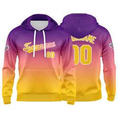 Custom Gradient Sweatshirt Hoodie For Man Woman Girl Boy Print Your Logo Name Number  Purple Yellow