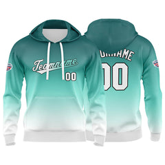 Custom Gradient Sweatshirt Hoodie For Man Woman Girl Boy Print Your Logo Name Number White Green