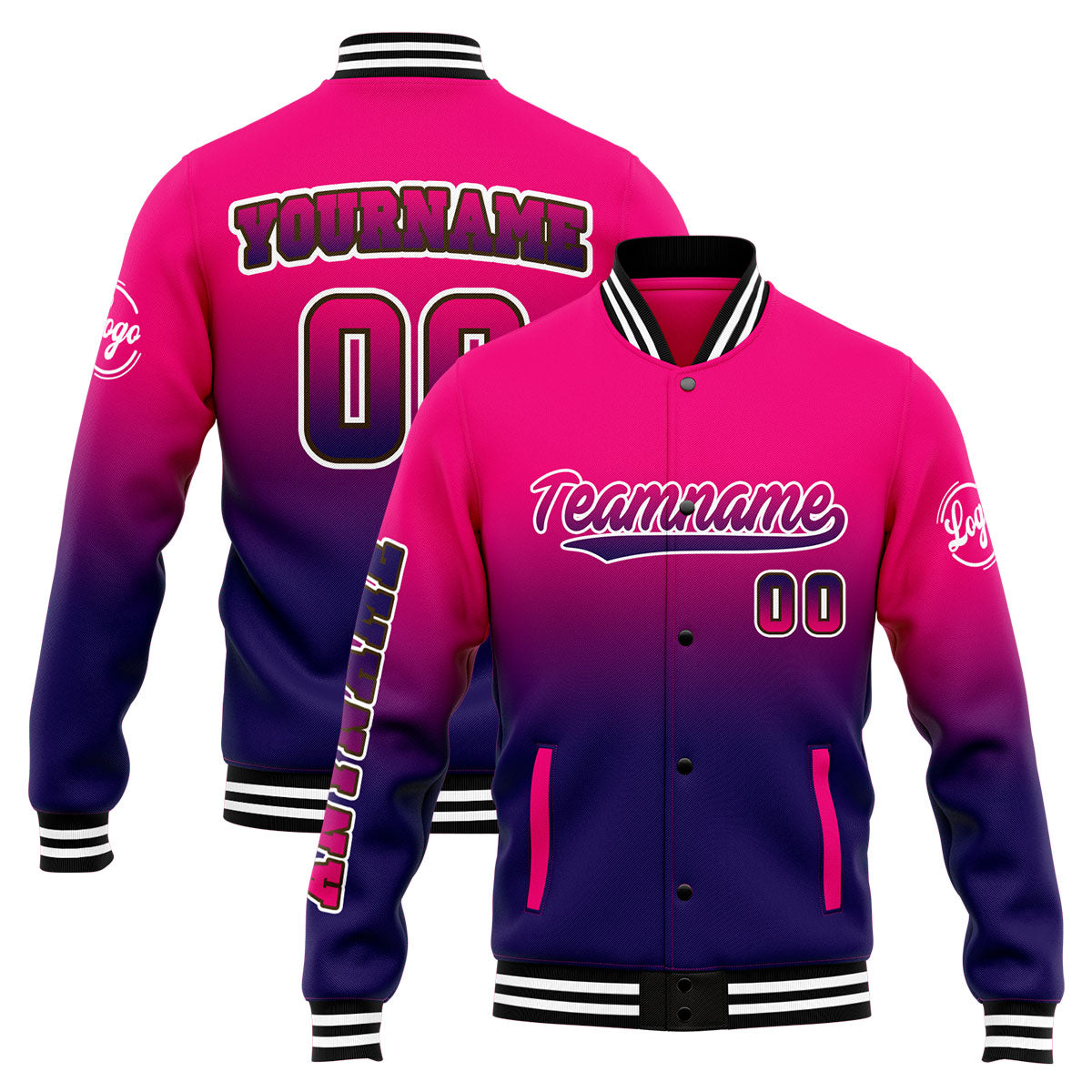 Custom Varsity Jacket Letterman jacket for Men, Women and Youth Rose&Dark Purple