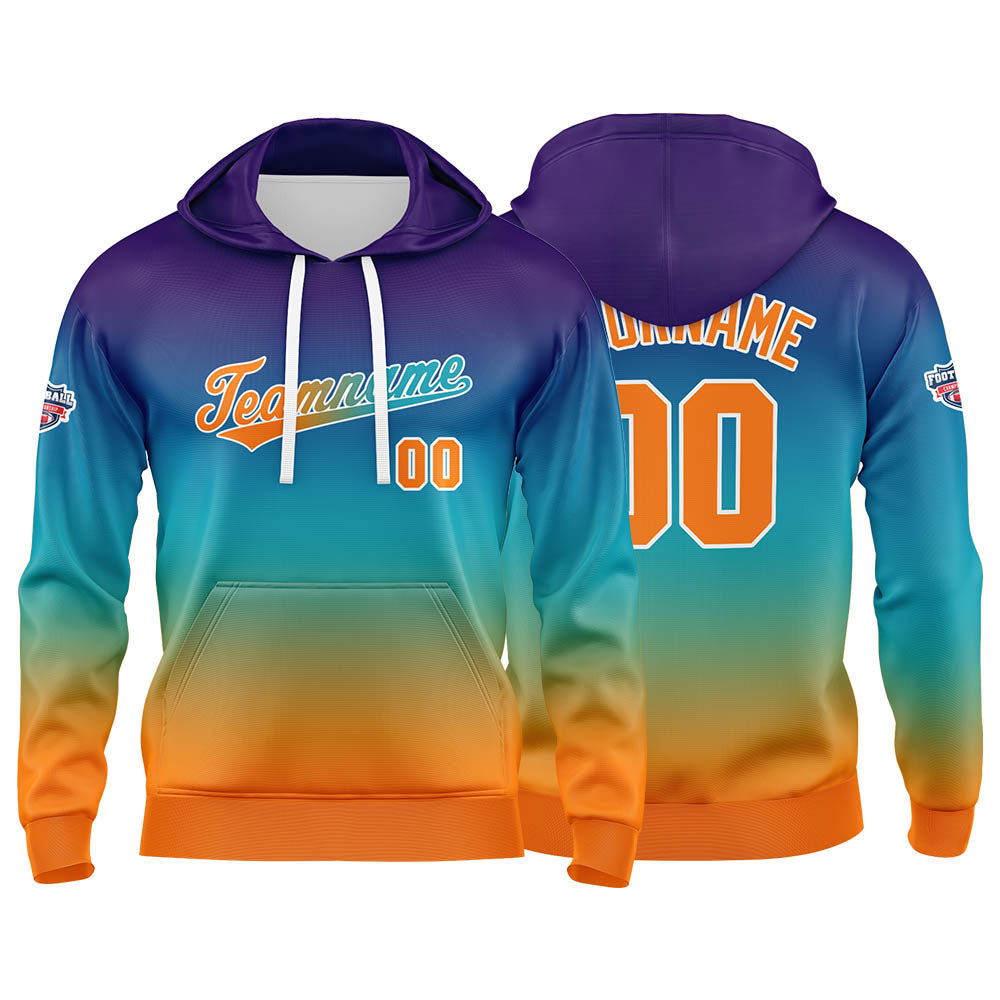 Custom Gradient Sweatshirt Hoodie For Man Woman Girl Boy Print Your Logo Name Number Pale Blue Orange