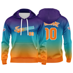 Custom Gradient Sweatshirt Hoodie For Man Woman Girl Boy Print Your Logo Name Number Pale Blue Orange