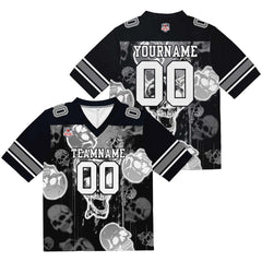 Custom Football Jersey Shirt Personalized Stitched Printed Team Name Number Graffiti skull-Grey