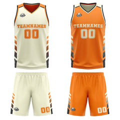 Custom Cream Orange Black Reversible Basketball Suit for Adults and Kids Personalized Jersey
