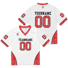 Custom Football Jersey Shirt Personalized Stitched Printed Team Name Number White&Red