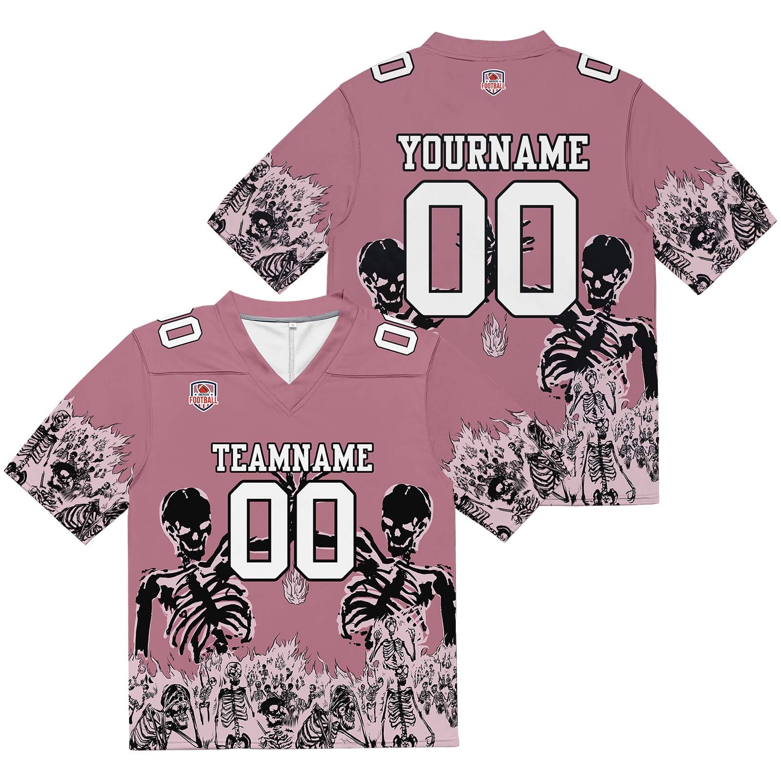 Custom Football Jersey Shirt Personalized Stitched Printed Team Name Number Pink