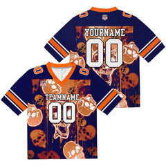 Custom Football Jersey Shirt Personalized Stitched Printed Team Name Number Graffiti skull-Orange