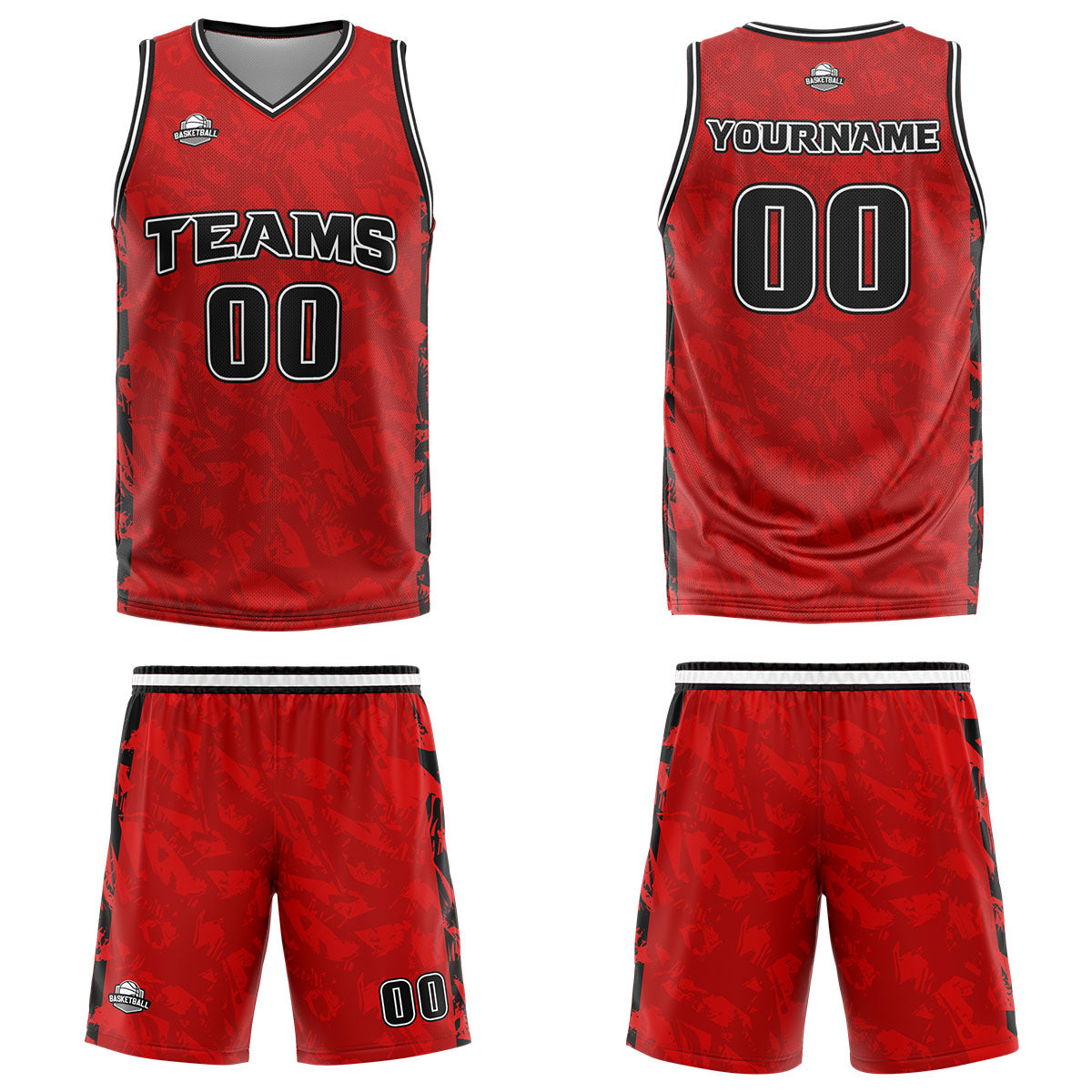 Custom Broken Red Basketball Jersey Uniform Suit Printed Your Logo Name Number