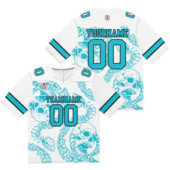 Custom Football Jersey Shirt Personalized Stitched Printed Team Name Number Bones-Teal