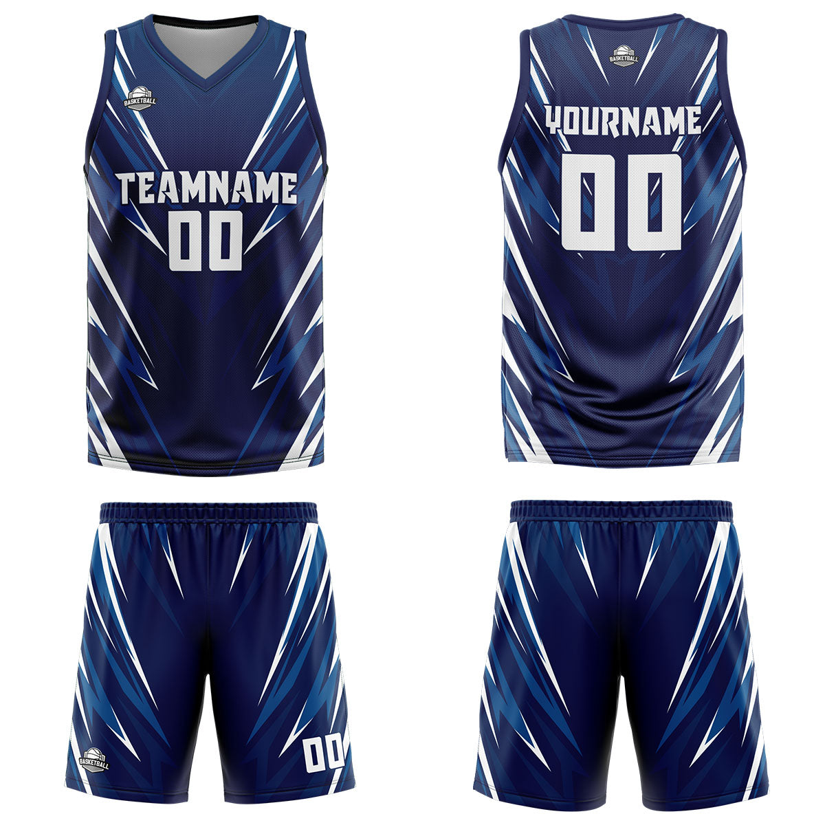 Custom Triangle Dark Blue Basketball Jersey Uniform Suit Printed Your Logo Name Number