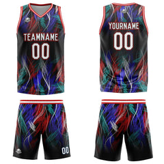 Custom Line Black Red Basketball Jersey Uniform Suit Printed Your Logo Name Number