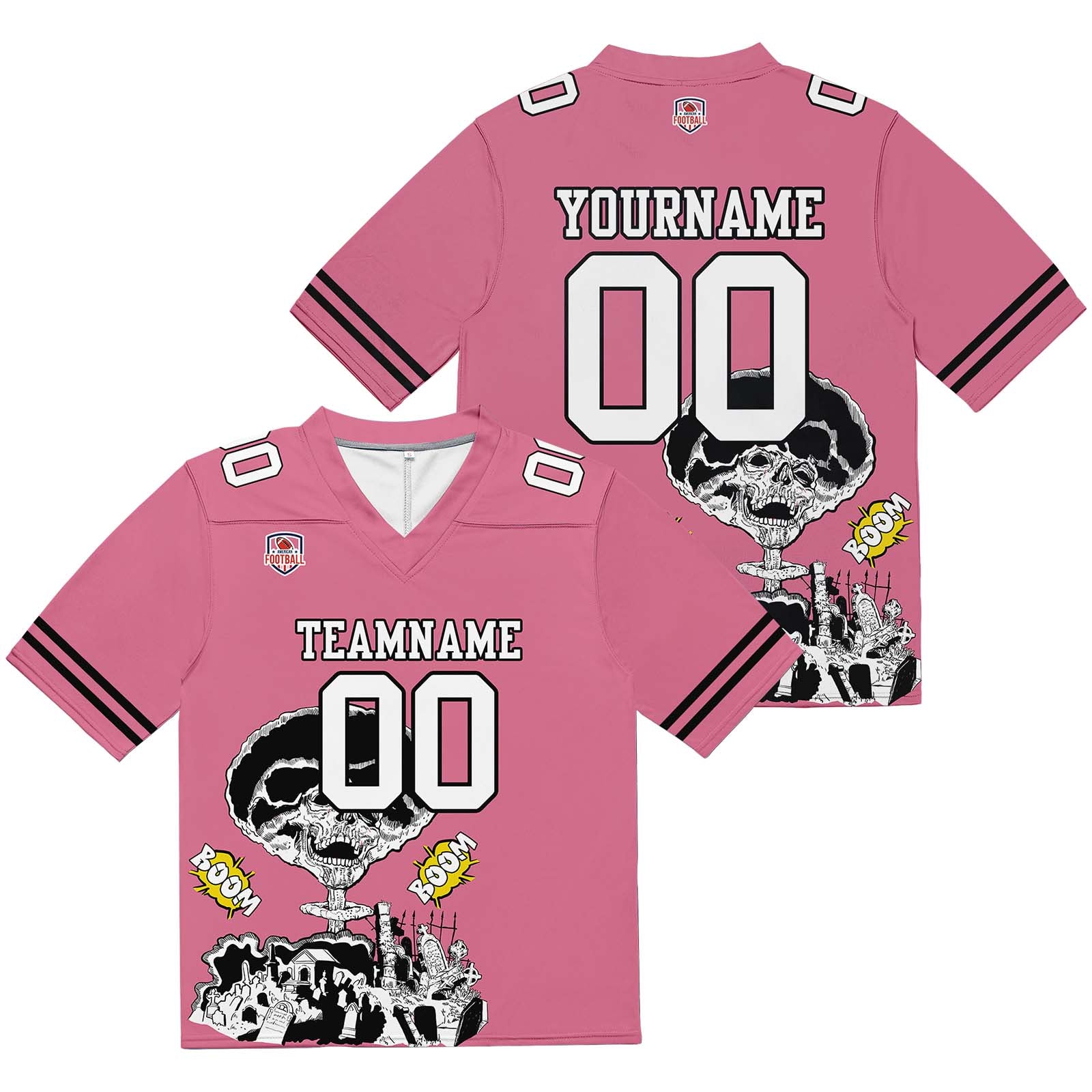 Custom Football Jersey Shirt Personalized Stitched Printed Team Name Number Pink