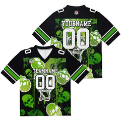 Custom Football Jersey Shirt Personalized Stitched Printed Team Name Number Graffiti skull-Green