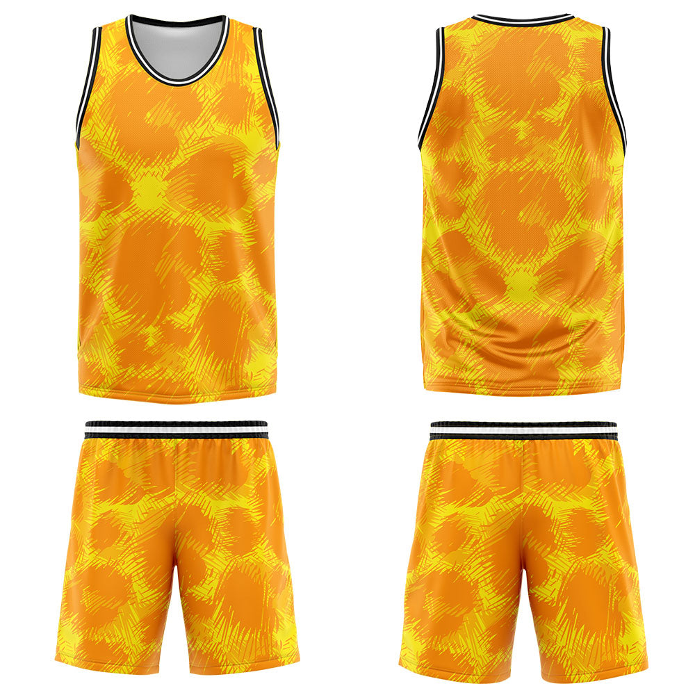 Custom Yellow leopard print Basketball Jersey Uniform Suit Printed Your Logo Name Number
