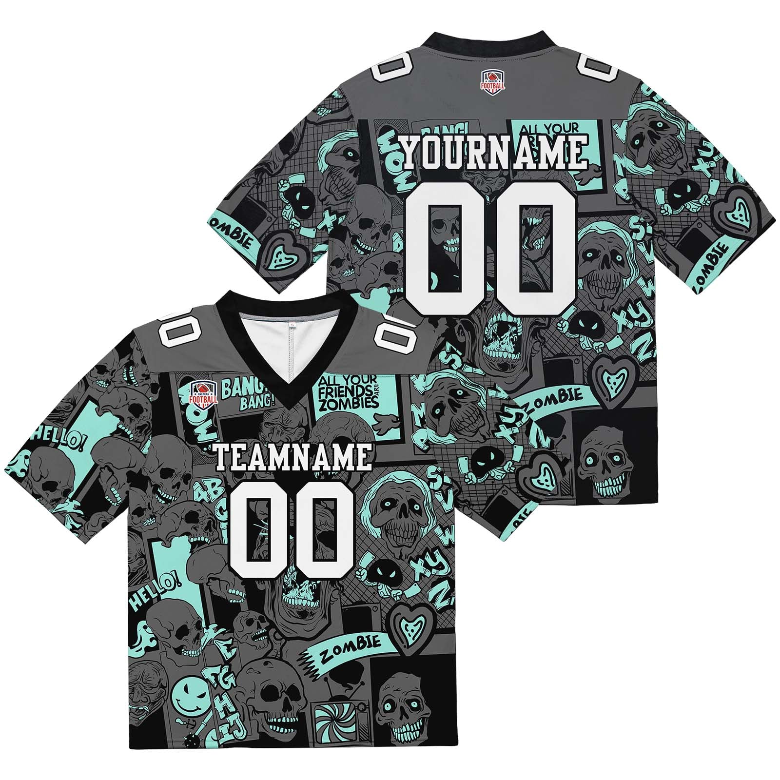 Custom Football Jersey Shirt Personalized Stitched Printed Team Name Number Light Green