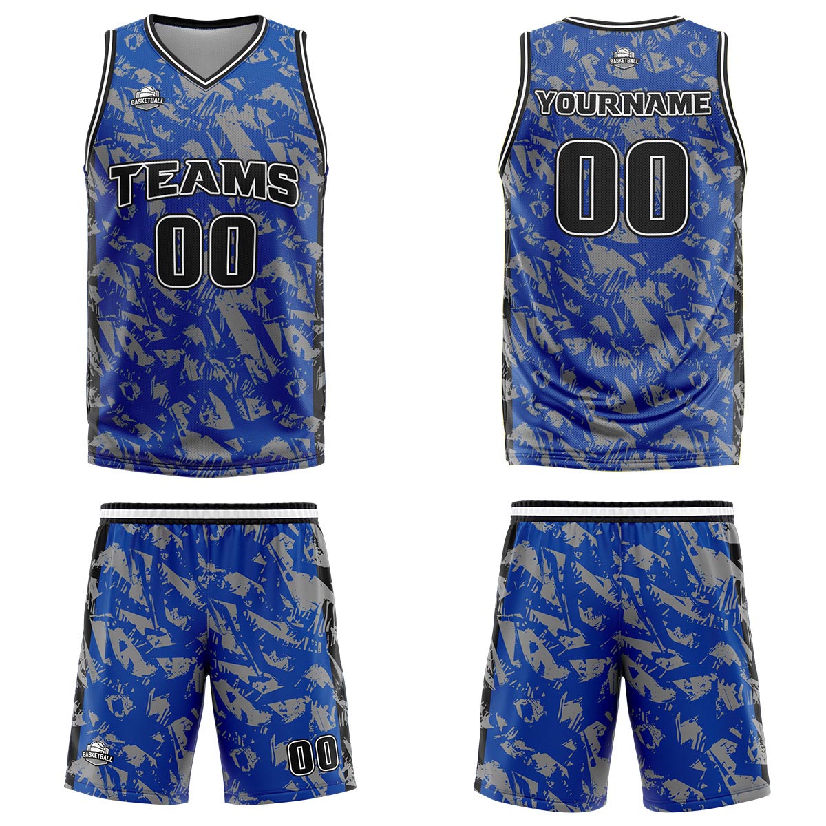 Custom Broken Royal Grey Basketball Jersey Uniform Suit Printed Your Logo Name Number