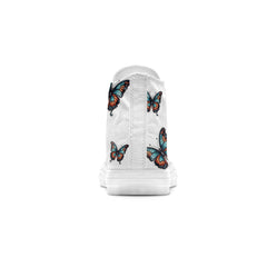 Graceful Soar: Mid-Top Canvas Shoes adorned with Butterfly Elegance for Men and Women – A Whimsical Step into Style and Comfort