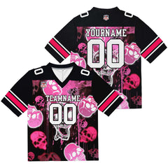 Custom Football Jersey Shirt Personalized Stitched Printed Team Name Number Graffiti skull-Pink