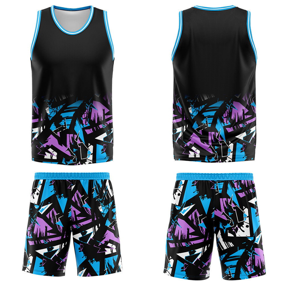 Custom Black Light Blue Basketball Jersey Uniform Suit Printed Your Logo Name Number