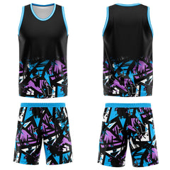 Custom Black Light Blue Basketball Jersey Uniform Suit Printed Your Logo Name Number