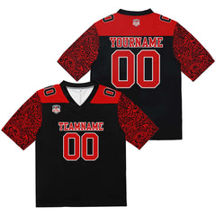 Custom Football Jersey Shirt Personalized Stitched Printed Team Name Number Black&Red