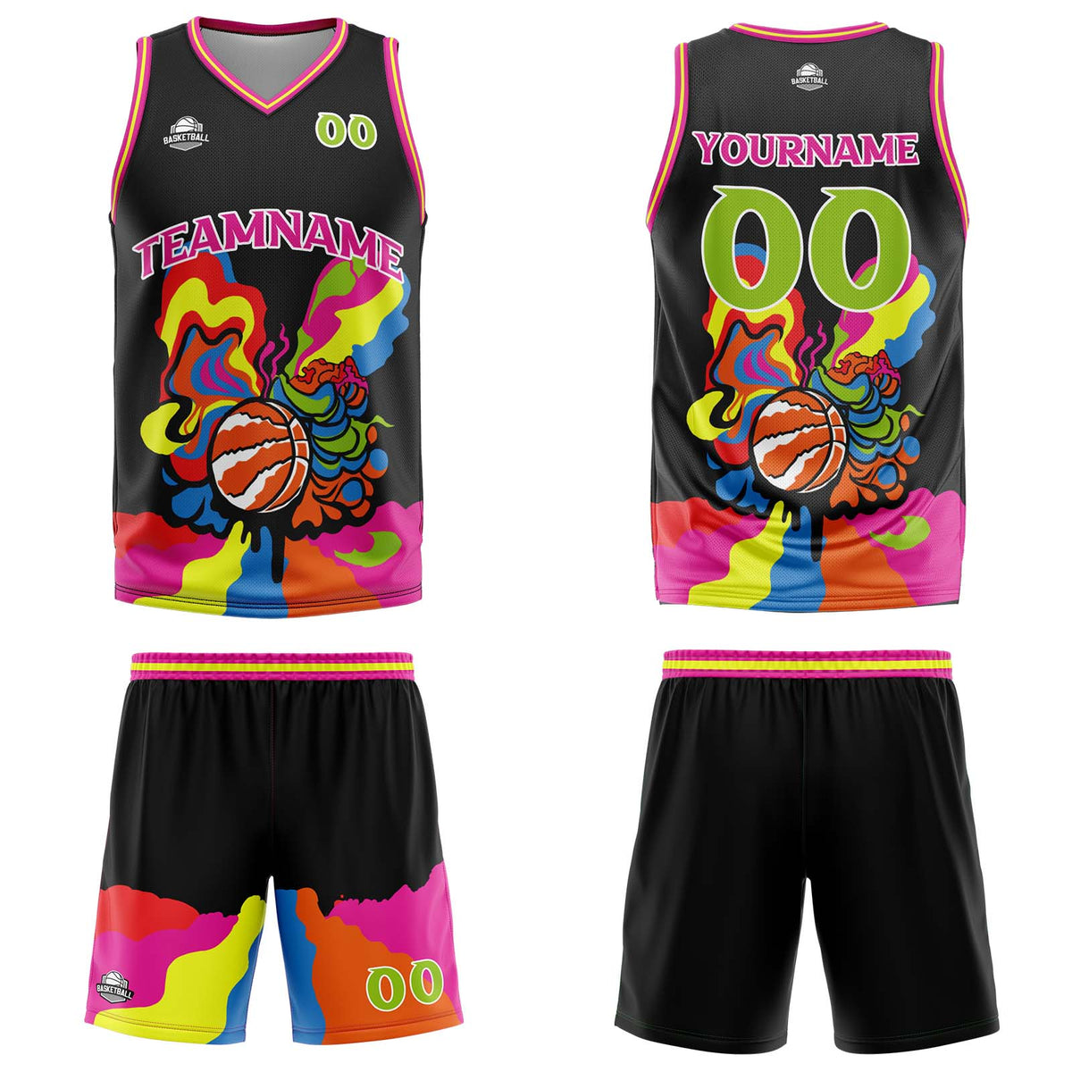 Custom Black Basketball Jersey Uniform Suit Printed Your Logo Name Number