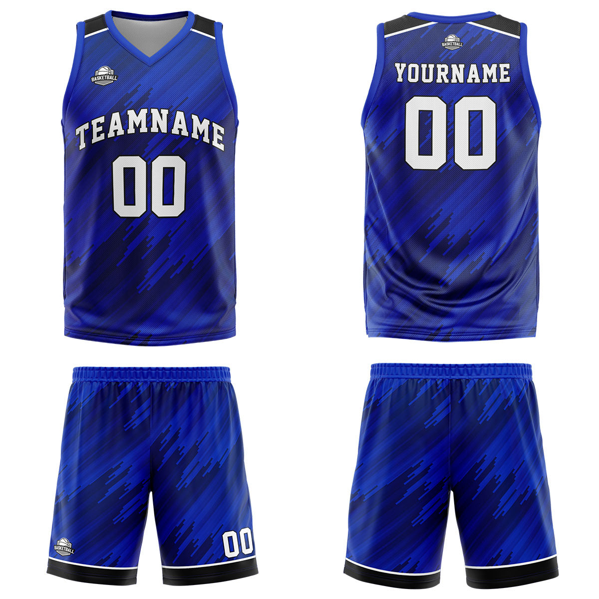Custom Strip-Type Royal Basketball Jersey Uniform Suit Printed Your Logo Name Number
