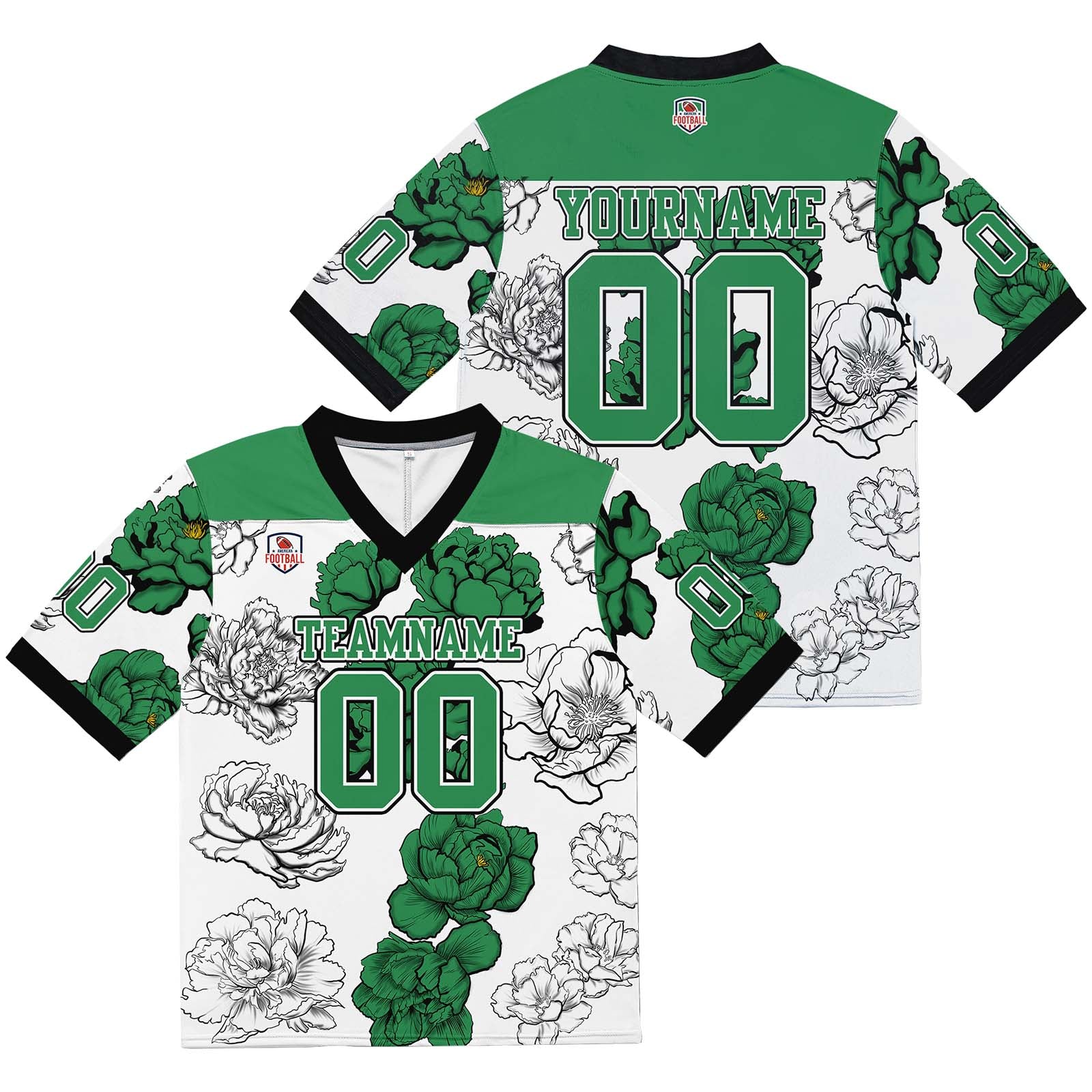 Custom Football Jersey Shirt Personalized Stitched Printed Team Name Number Green