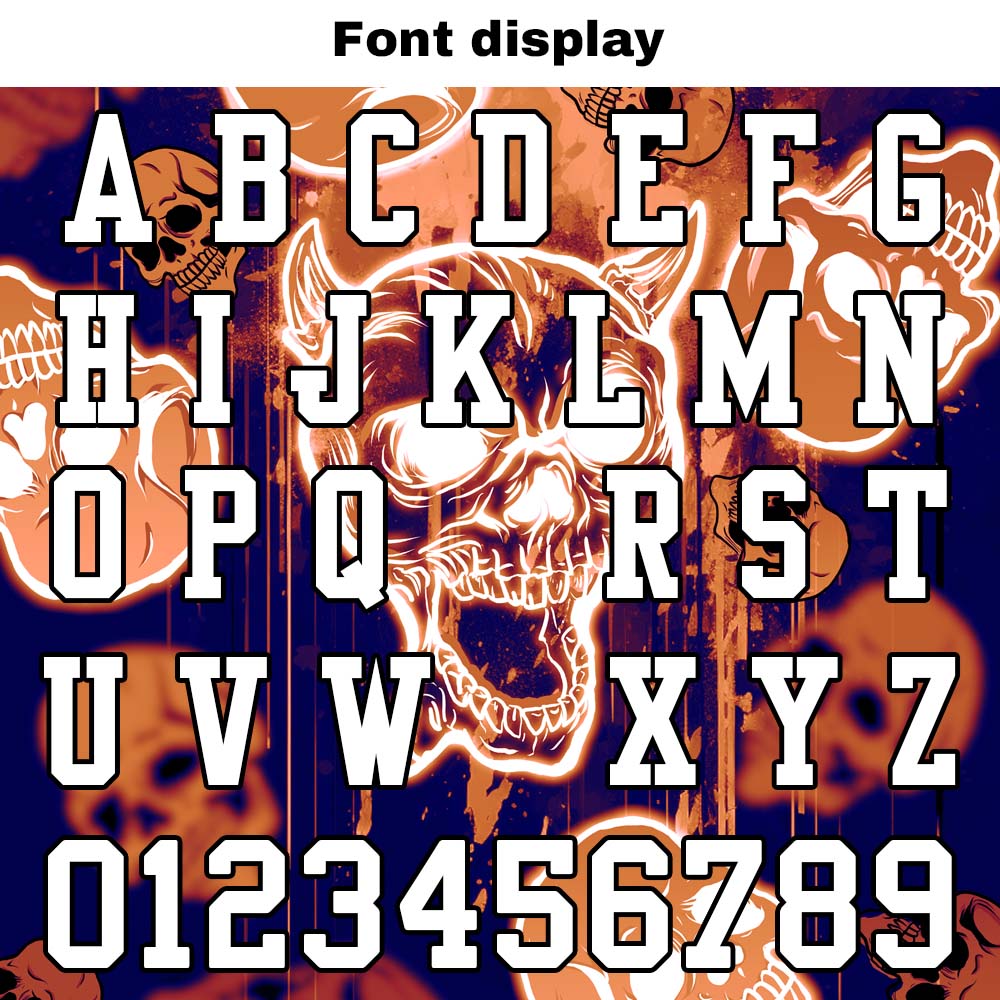 Custom Football Jersey Shirt Personalized Stitched Printed Team Name Number Graffiti skull-Orange