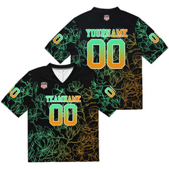 Custom Football Jersey Shirt Personalized Stitched Printed Team Name Number Green orange gradient