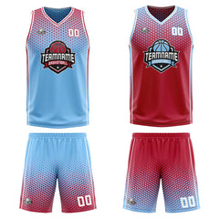 Custom Blue Red White Reversible Basketball Suit for Adults and Kids Personalized Jersey