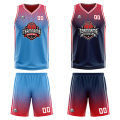 Custom Blue Navy Red Reversible Basketball Suit for Adults and Kids Personalized Jersey