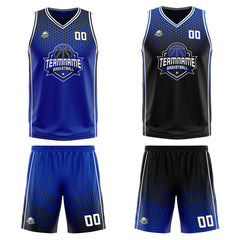 Custom Blue Black White Reversible Basketball Suit for Adults and Kids Personalized Jersey