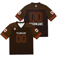 Custom Football Jersey Shirt Personalized Stitched Printed Team Name Number Brown & Orange