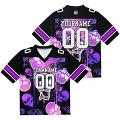 Custom Football Jersey Shirt Personalized Stitched Printed Team Name Number Graffiti skull-Purple