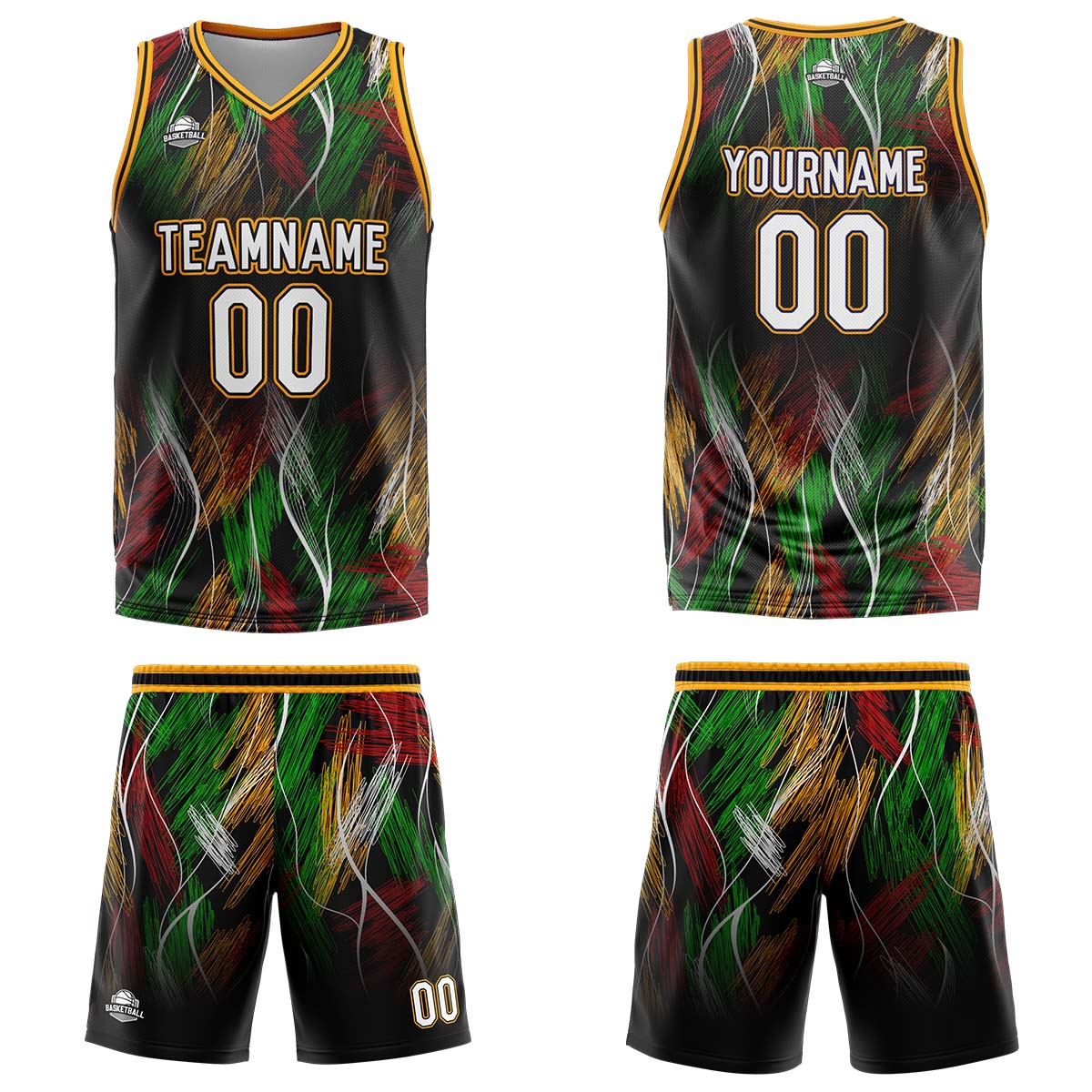 Custom Line Black Orange Basketball Jersey Uniform Suit Printed Your Logo Name Number