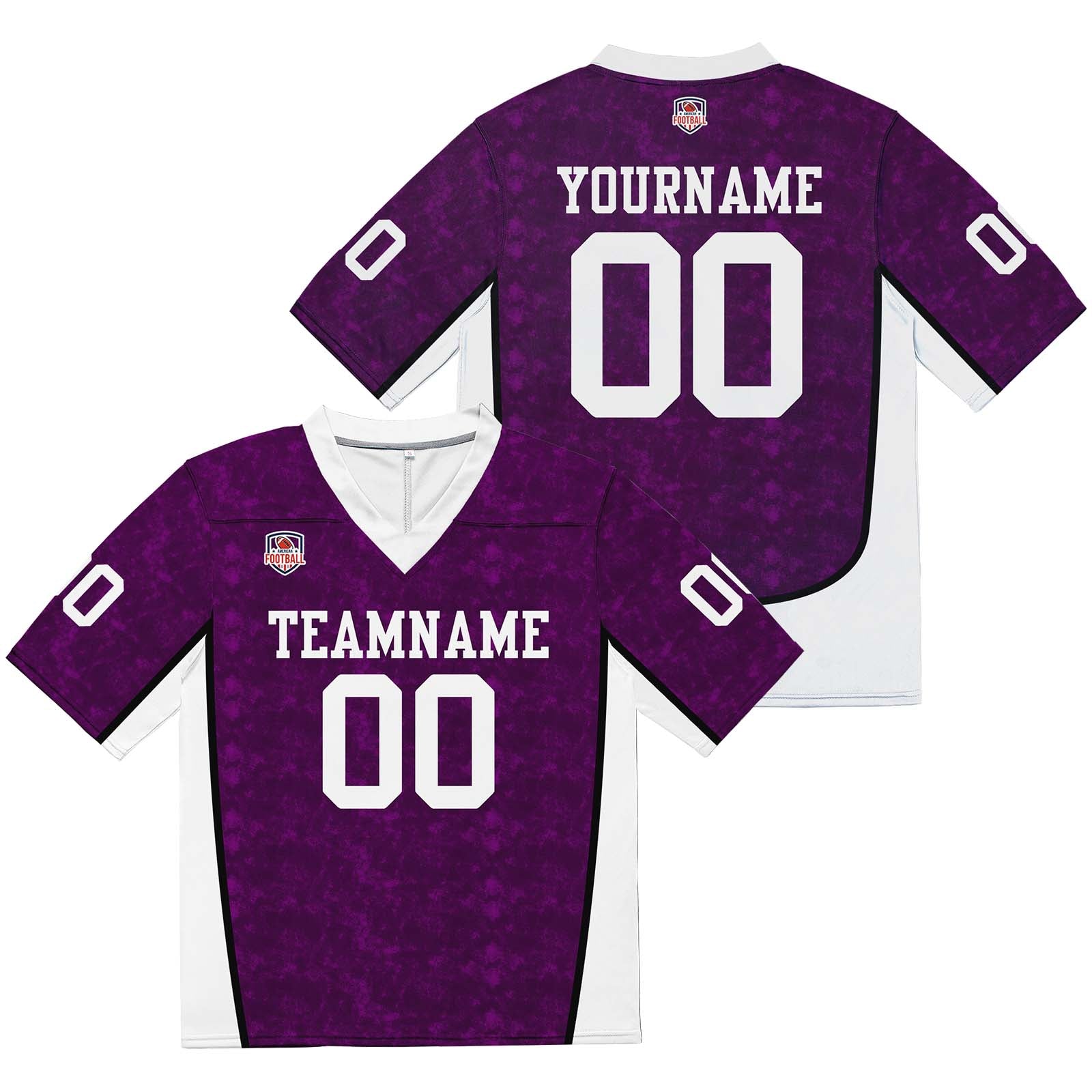 Custom Football Jersey Shirt Personalized Stitched Printed Team Name Number Purple