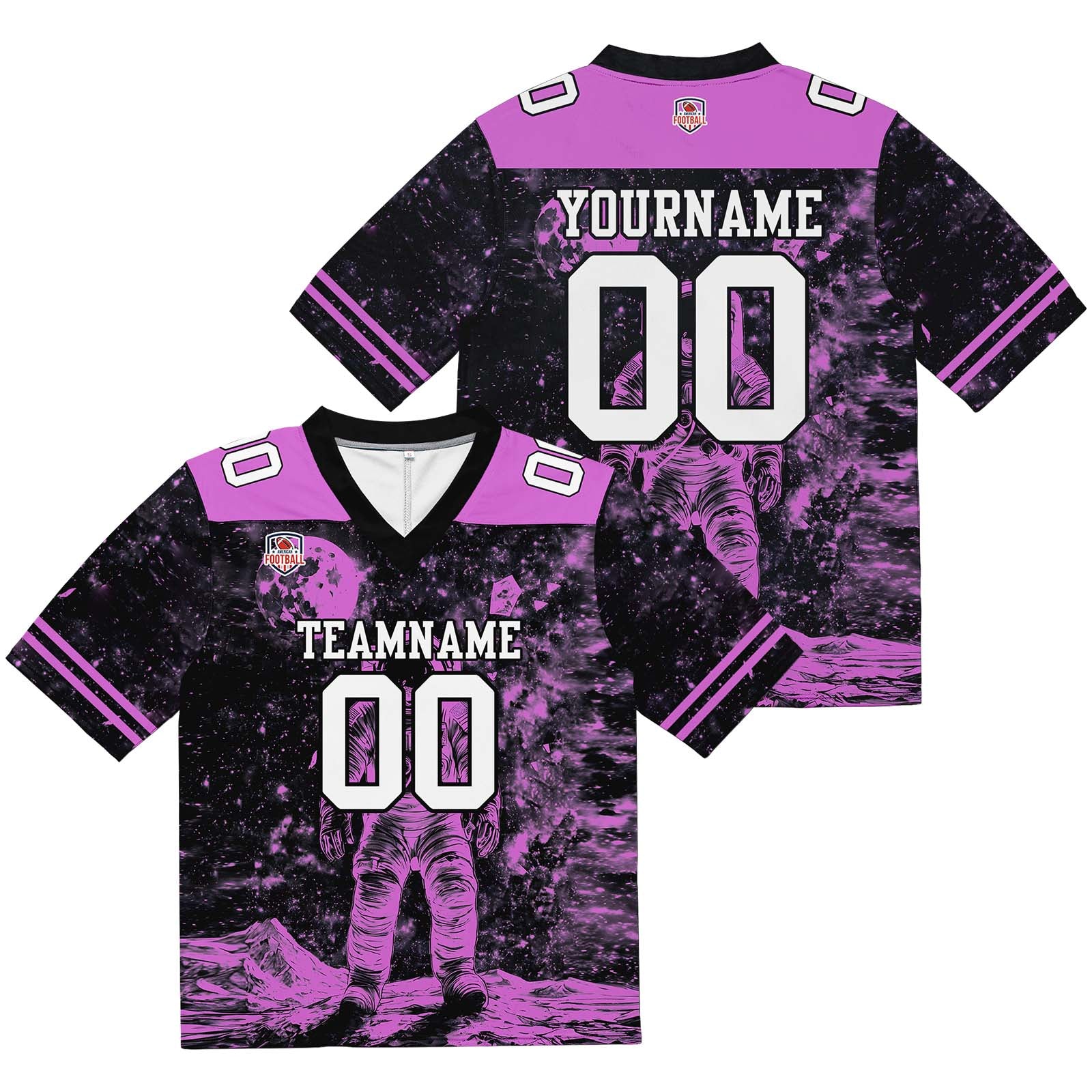 Custom Football Jersey Shirt Personalized Stitched Printed Team Name Number Black&Pink