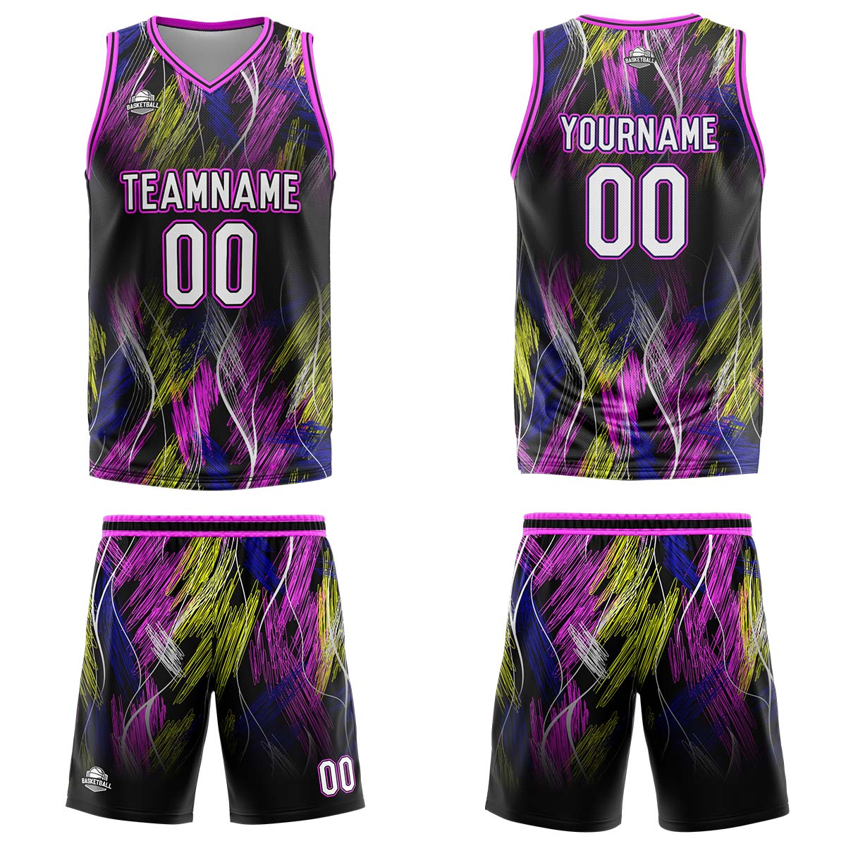 Custom Line Black Pink Basketball Jersey Uniform Suit Printed Your Logo Name Number