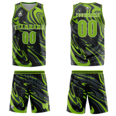 Custom Fluid Green Black Basketball Jersey Uniform Suit Printed Your Logo Name Number