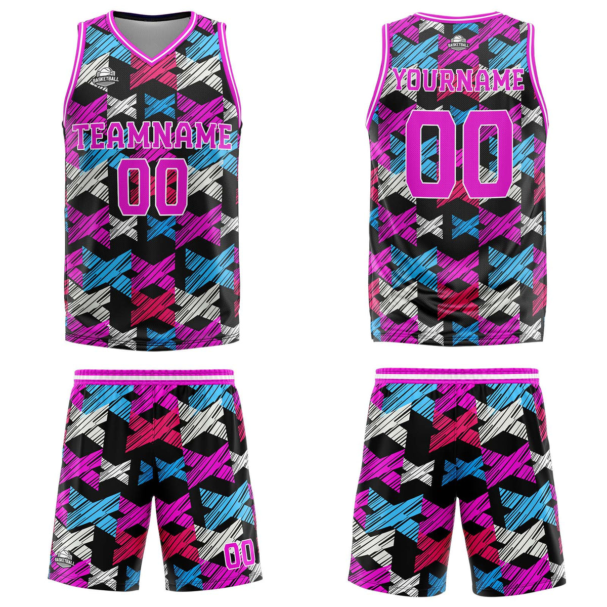 Custom Rose Pink Basketball Jersey Uniform Suit Printed Your Logo Name Number