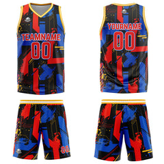 Custom Geometry Red Royal Basketball Jersey Uniform Suit Printed Your Logo Name Number