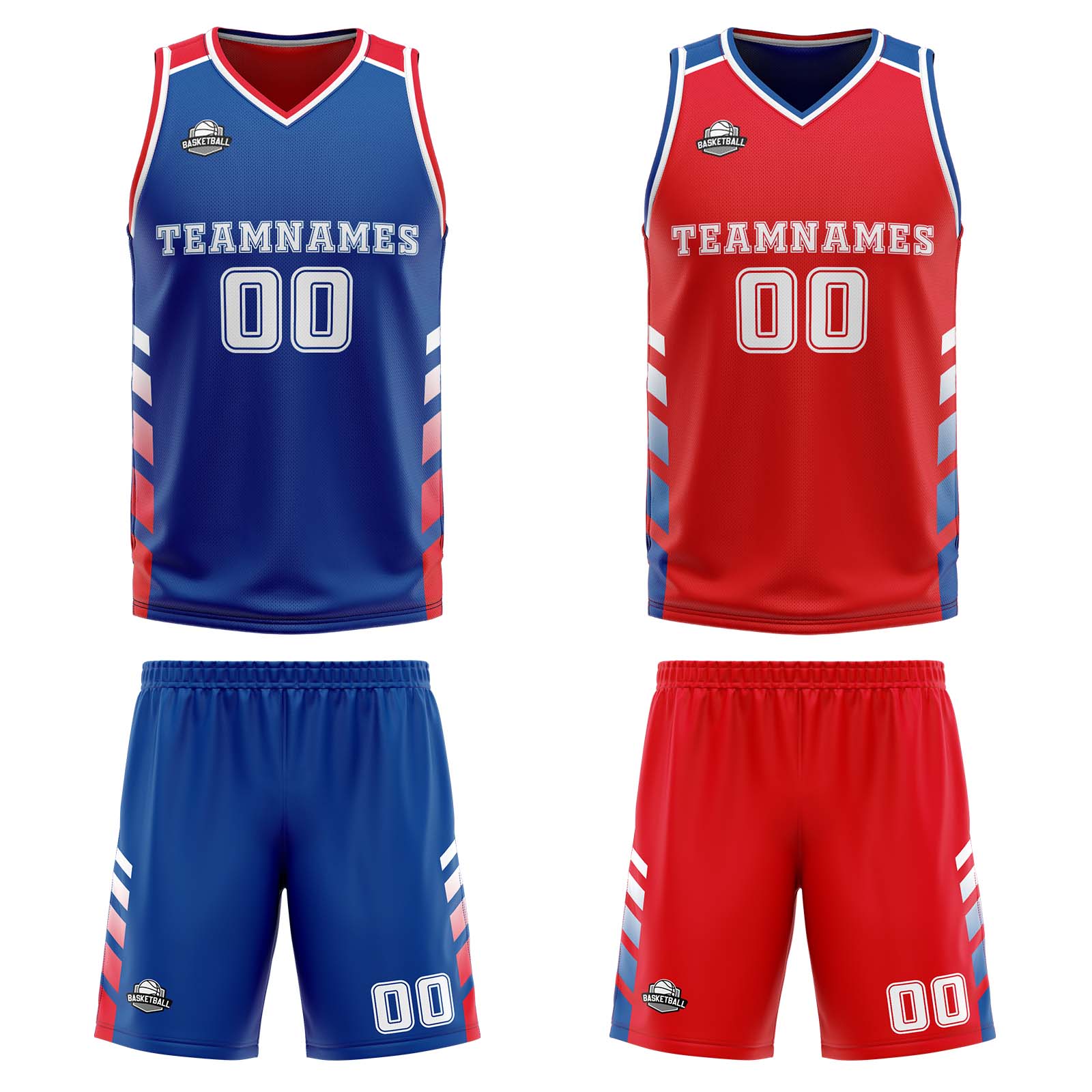 Custom Royal Red White Reversible Basketball Suit for Adults and Kids Personalized Jersey