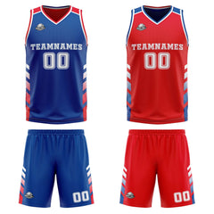Custom Royal Red White Reversible Basketball Suit for Adults and Kids Personalized Jersey