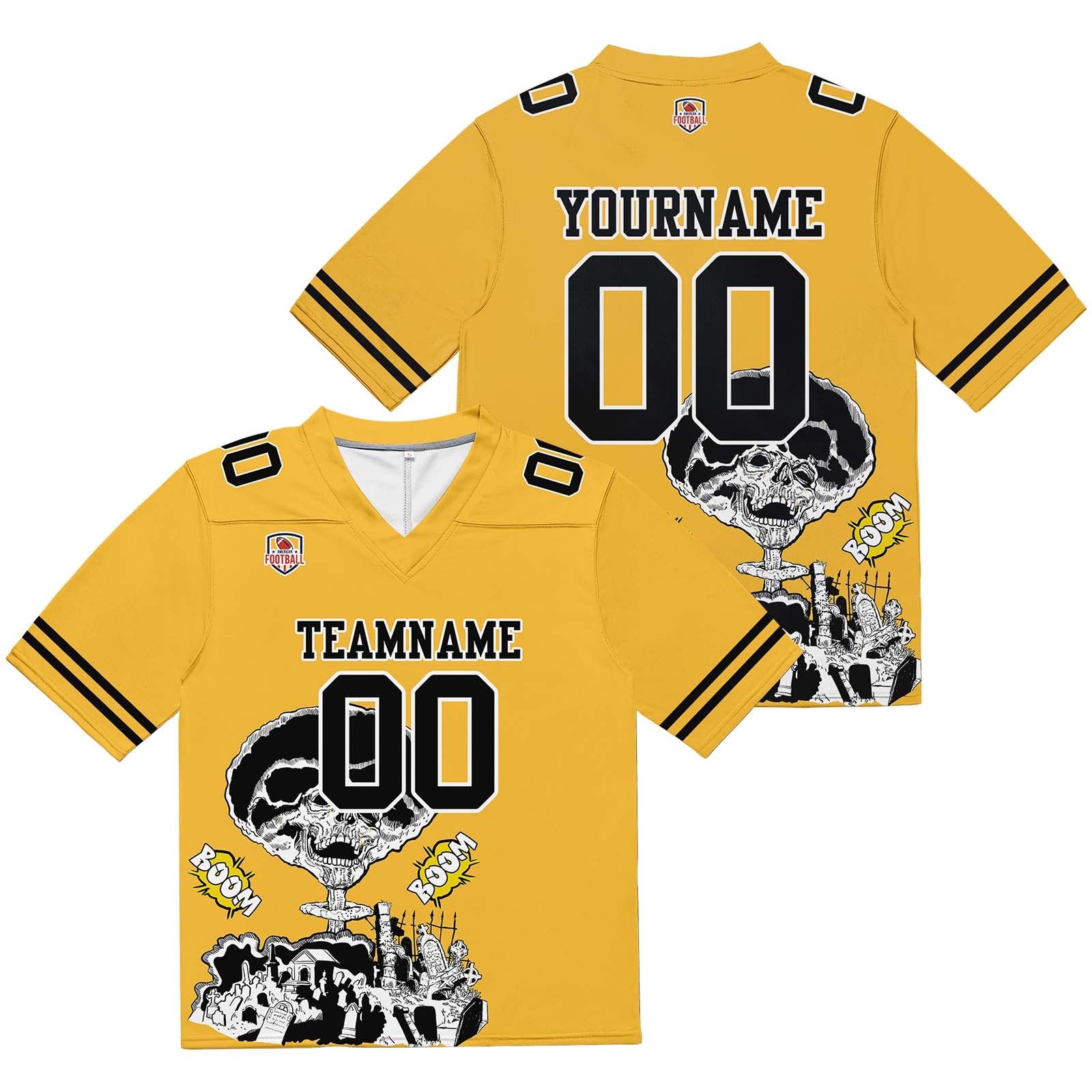 Custom Football Jersey Shirt Personalized Stitched Printed Team Name Number Yellow