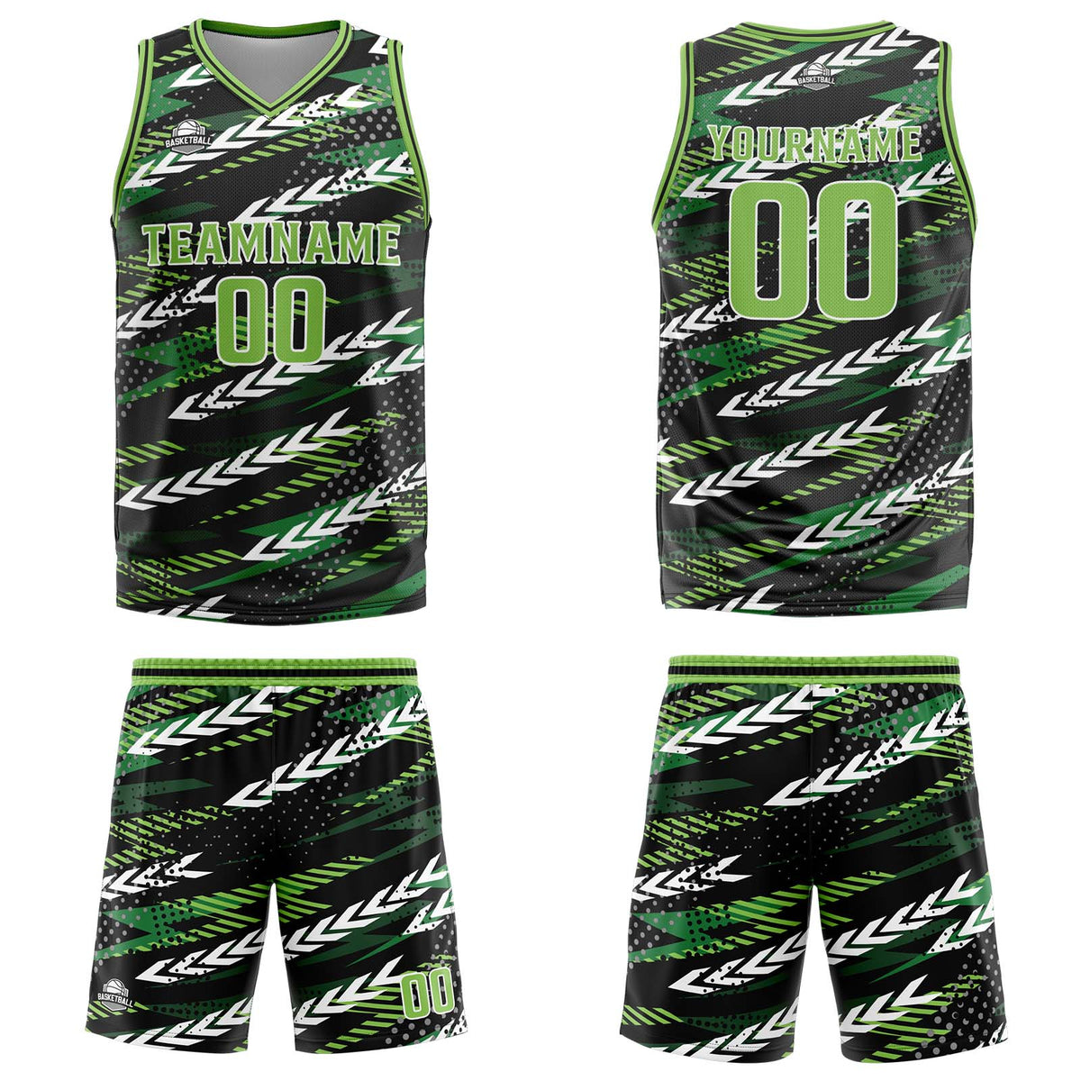 Custom Black Green Basketball Jersey Uniform Suit Printed Your Logo Name Number